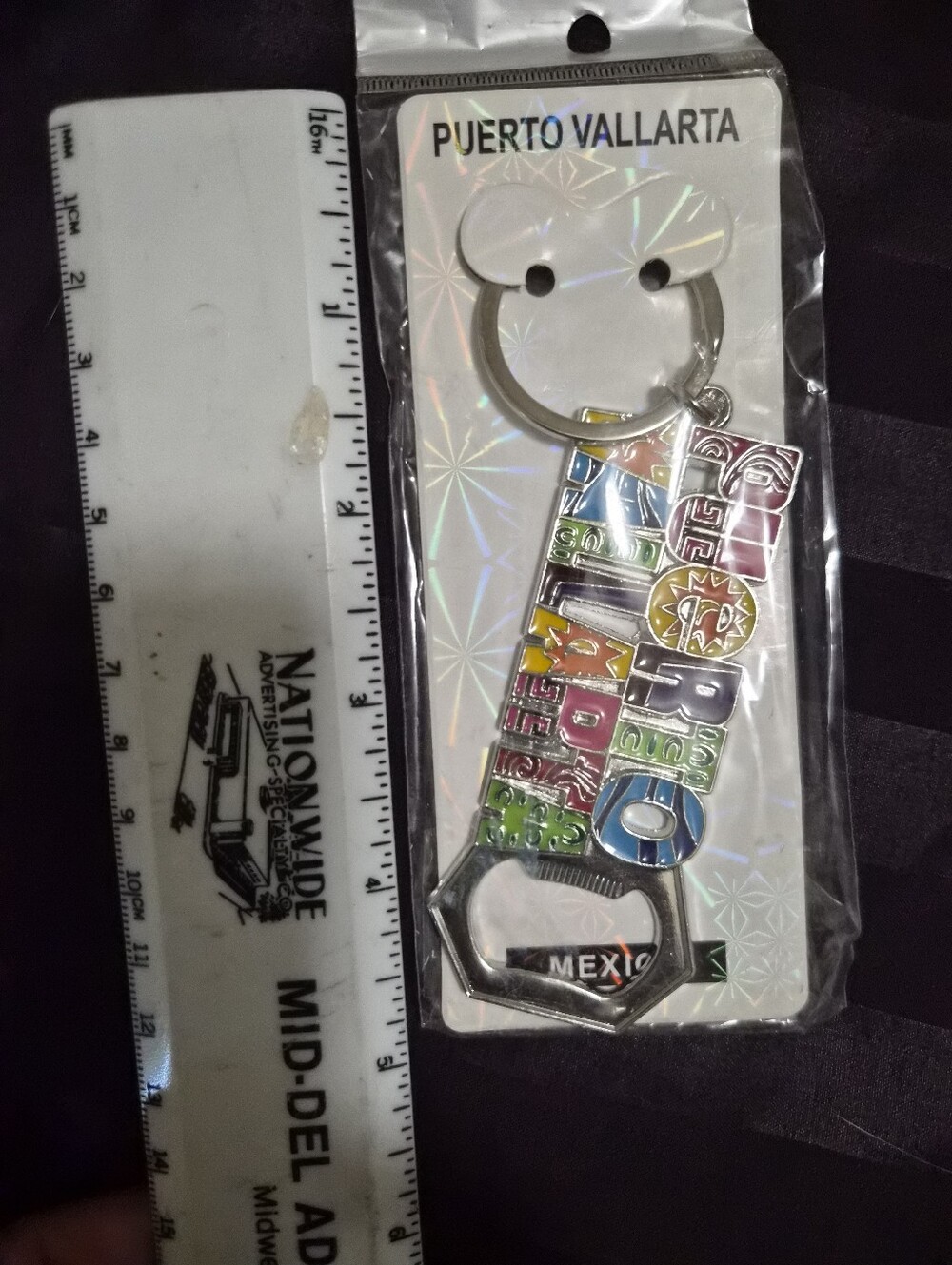 Taxco Multicolor Enamel Puerto Vallarta Keychain Bottle Opener